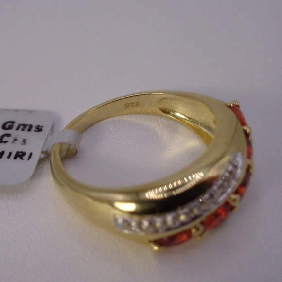 Silver Orange sapphire gold coated silver ring 3.83g SIZE 7 NEW - Picture 5 of 6